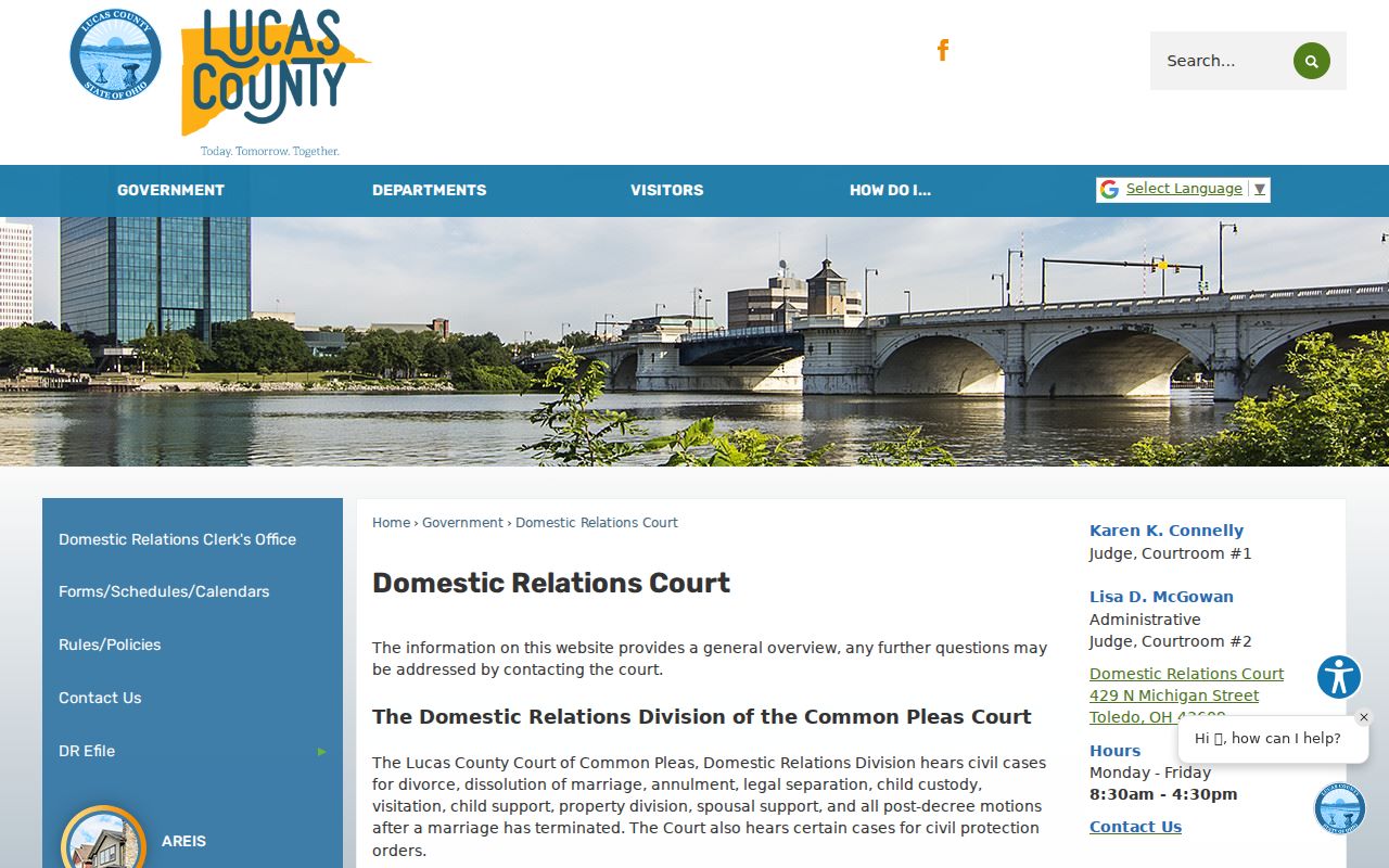 Lucas County civil court docket Domestic Relations Court information